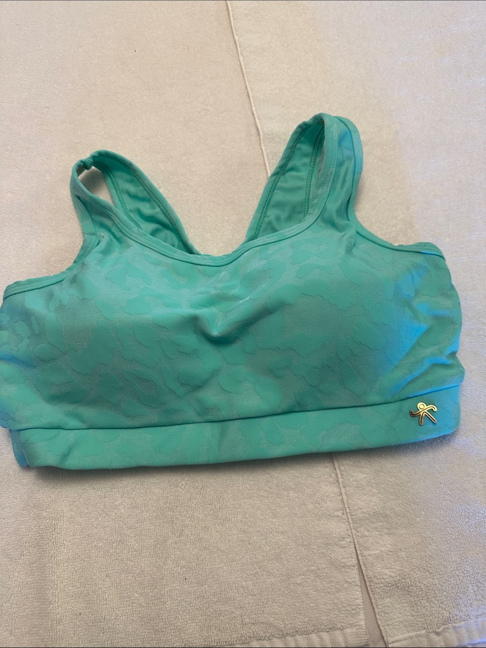 Source Unknown Teal Sports Bra with Gold Accent